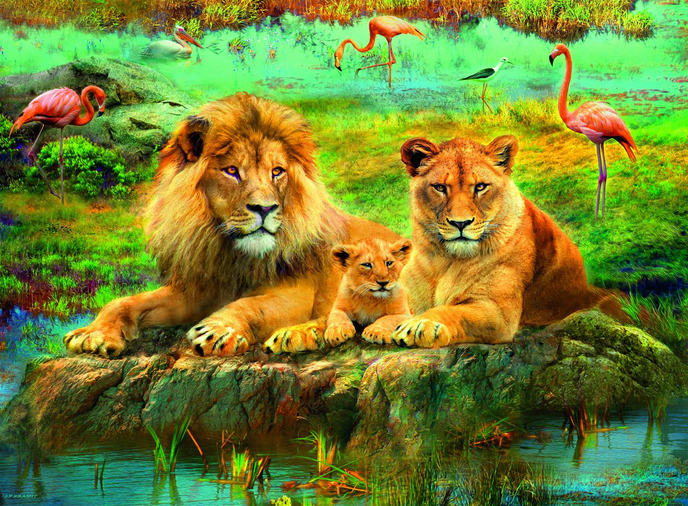 Puzzle - Lions dans la savane - 500 pcs