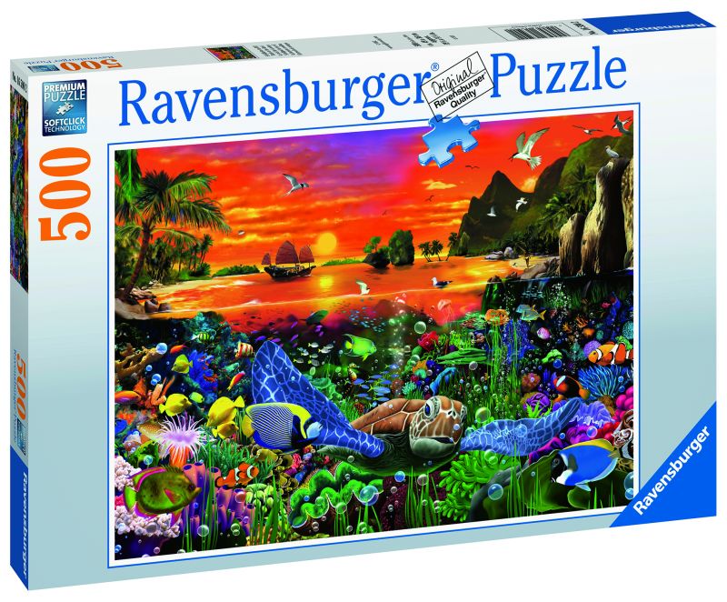 Puzzle - Tortue dans un récif - 500 pcs (couverture)