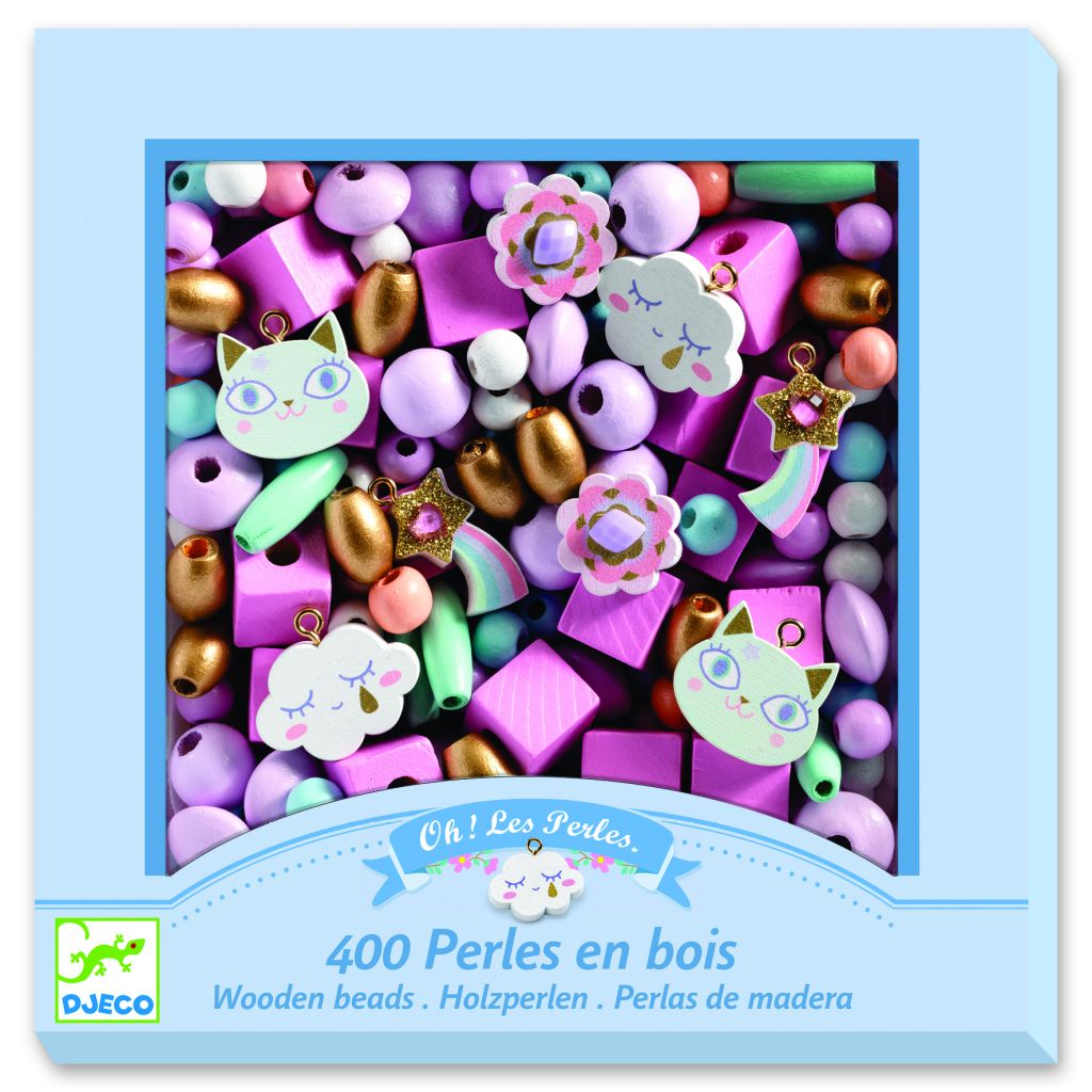 Perles en bois - Arc-en-ciel