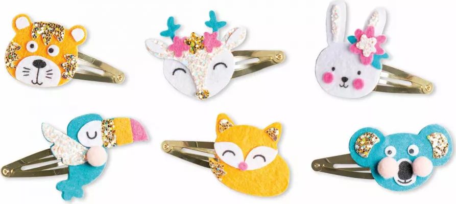 6 Barrettes Animaux pailletés à créer