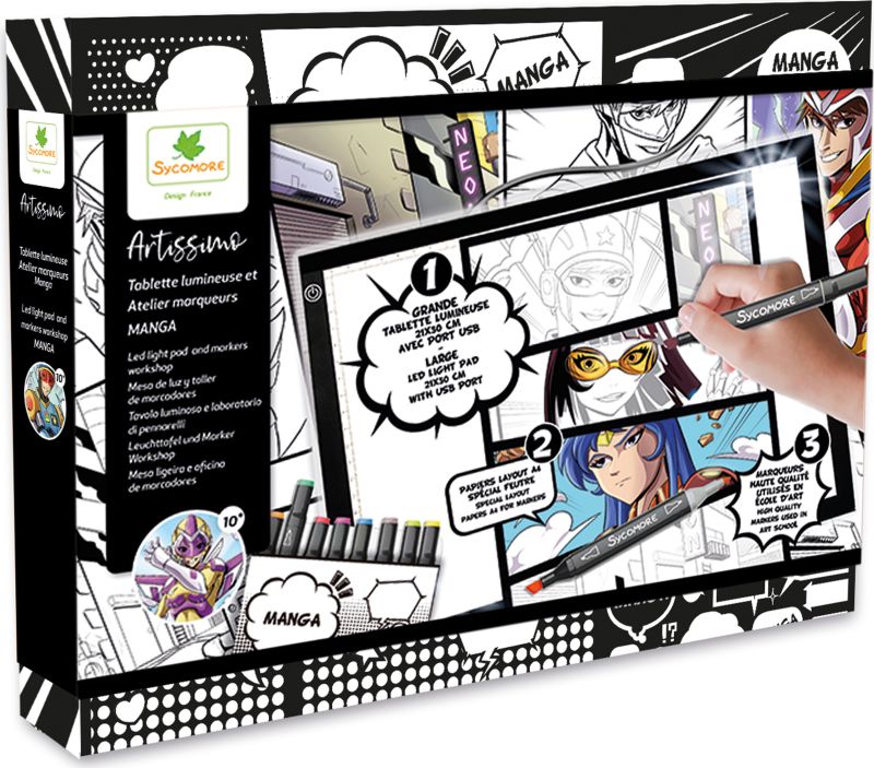 Tablette lumineuse et atelier marqueurs Manga (couverture)
