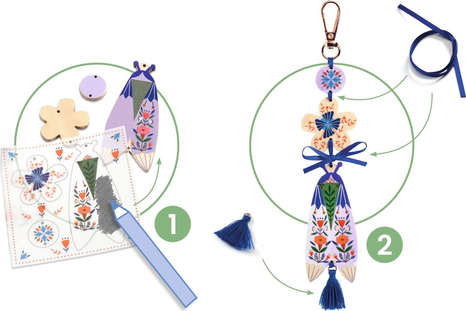 Do it yourself - 3 bijoux de sac à créer - Papillons