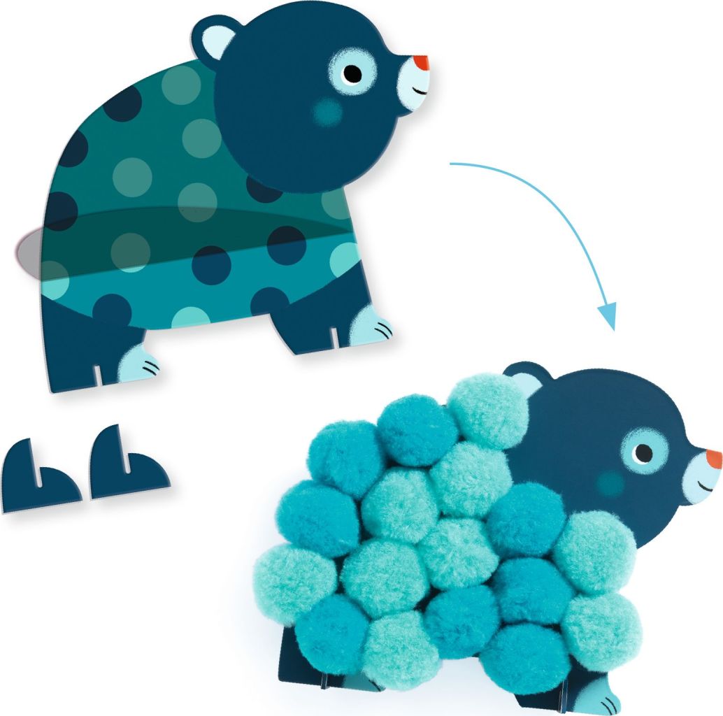 Collages Pompons - Animaux et ronds