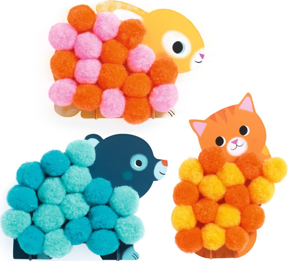 Collages Pompons - Animaux et ronds