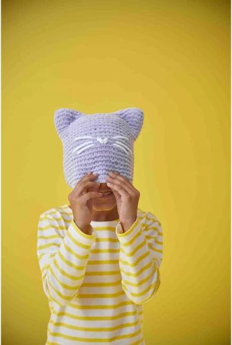 Bonnet &agrave; tricoter - Petit chat