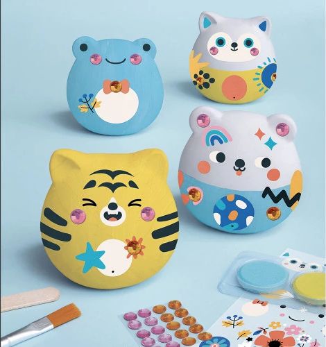 4 Figurines Pl&acirc;tre &agrave; d&eacute;corer - Animaux