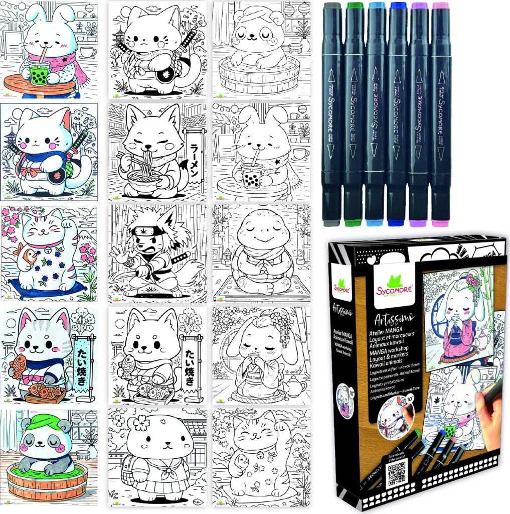 Crayons aquarelles manga - Animaux Kawai