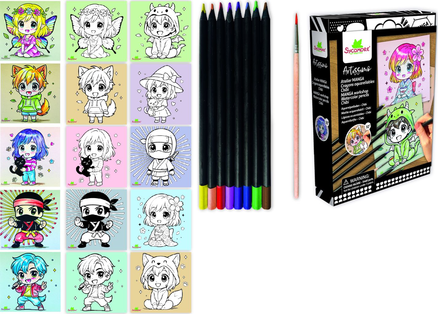Crayons aquarelles manga - Chibi