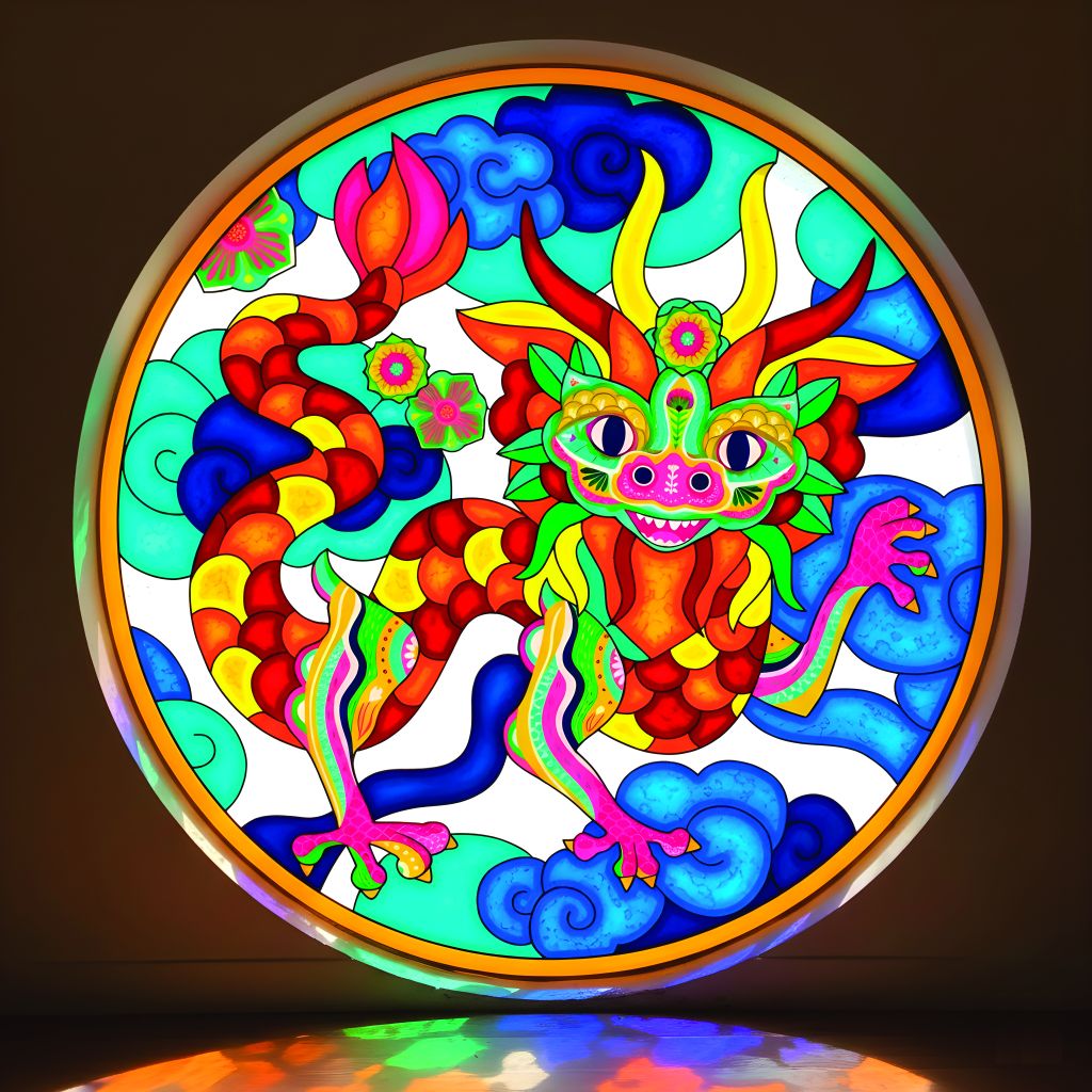 Vitrail g&eacute;ant - Dragon