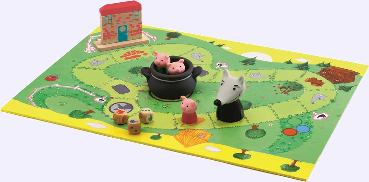 Jeu coopératif Woolfy - jeu des 3 petits cochons - Djeco - LaPouleAPois